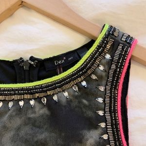 Dex small black white marble gem sleeveless top